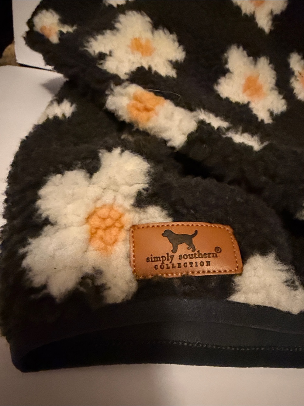 Simply Southern Dark Grey Sherpa Jacket with White & Yellow Flower Print - Picture 2 of 10